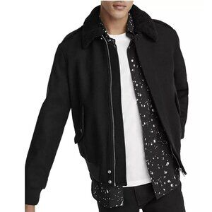 Kooples Shearling Wool Black Bomber Jacket NWT Sz XL
